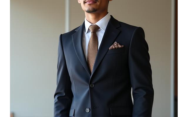 Pria mengenakan setelan jas modern dan elegan